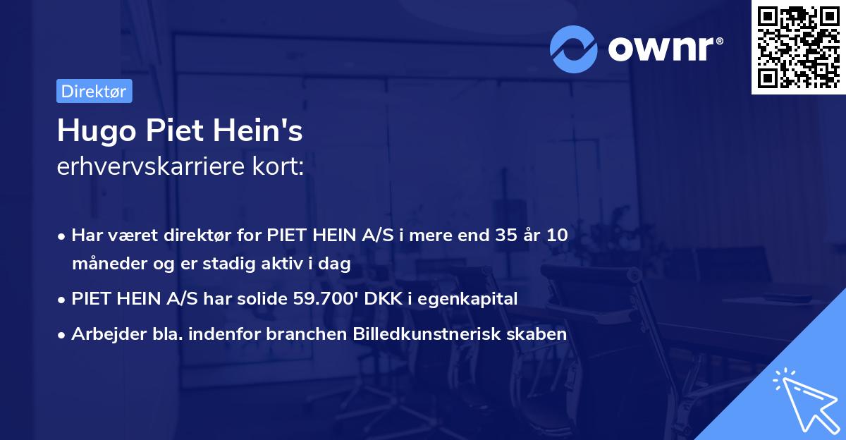 Hugo Piet Hein's erhvervskarriere kort