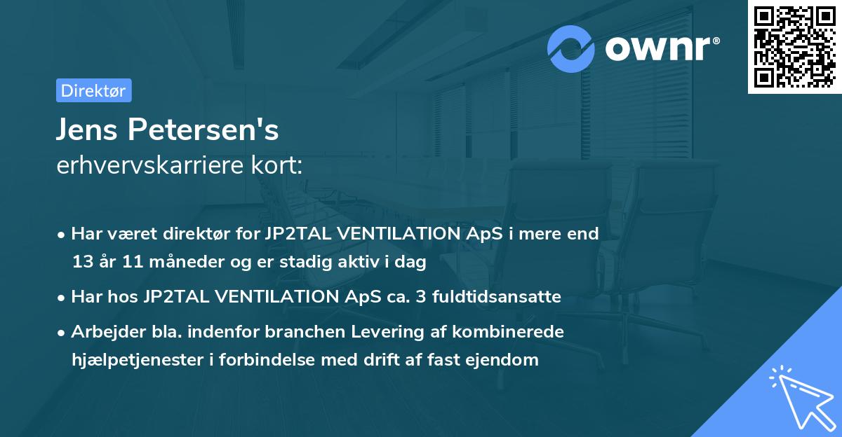 Jens Petersen's erhvervskarriere kort
