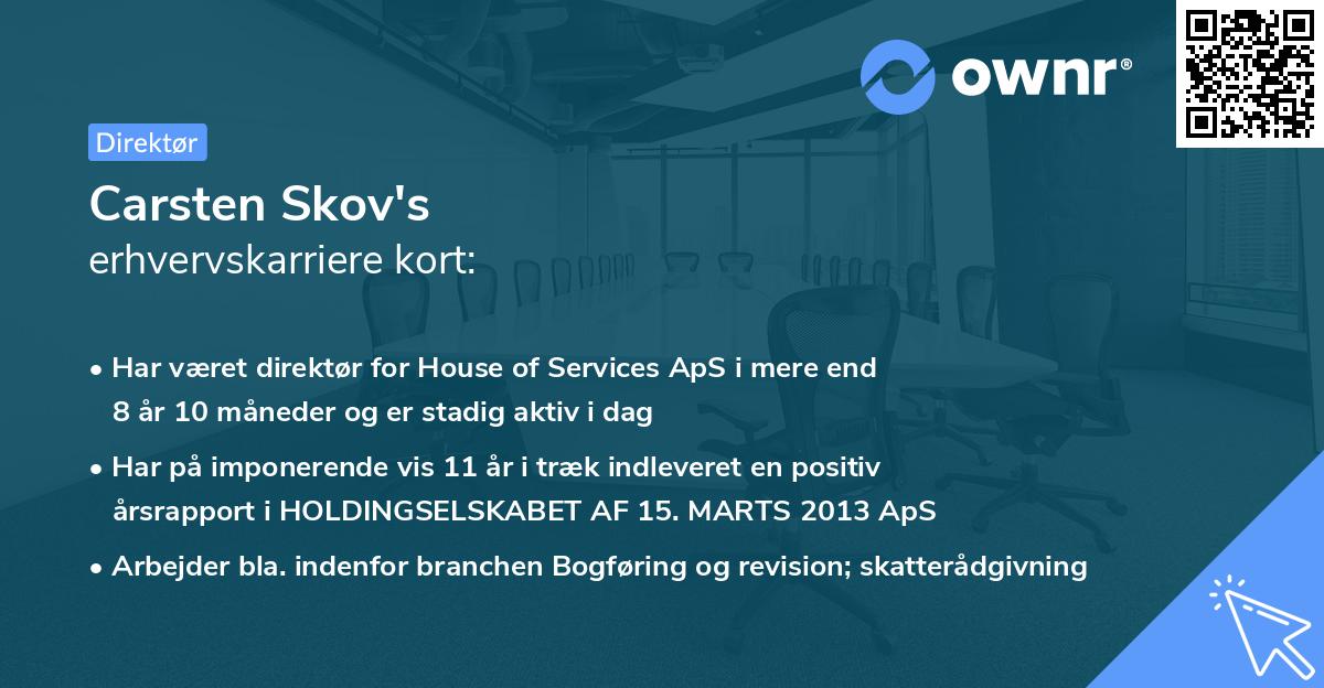 Carsten Skov's erhvervskarriere kort