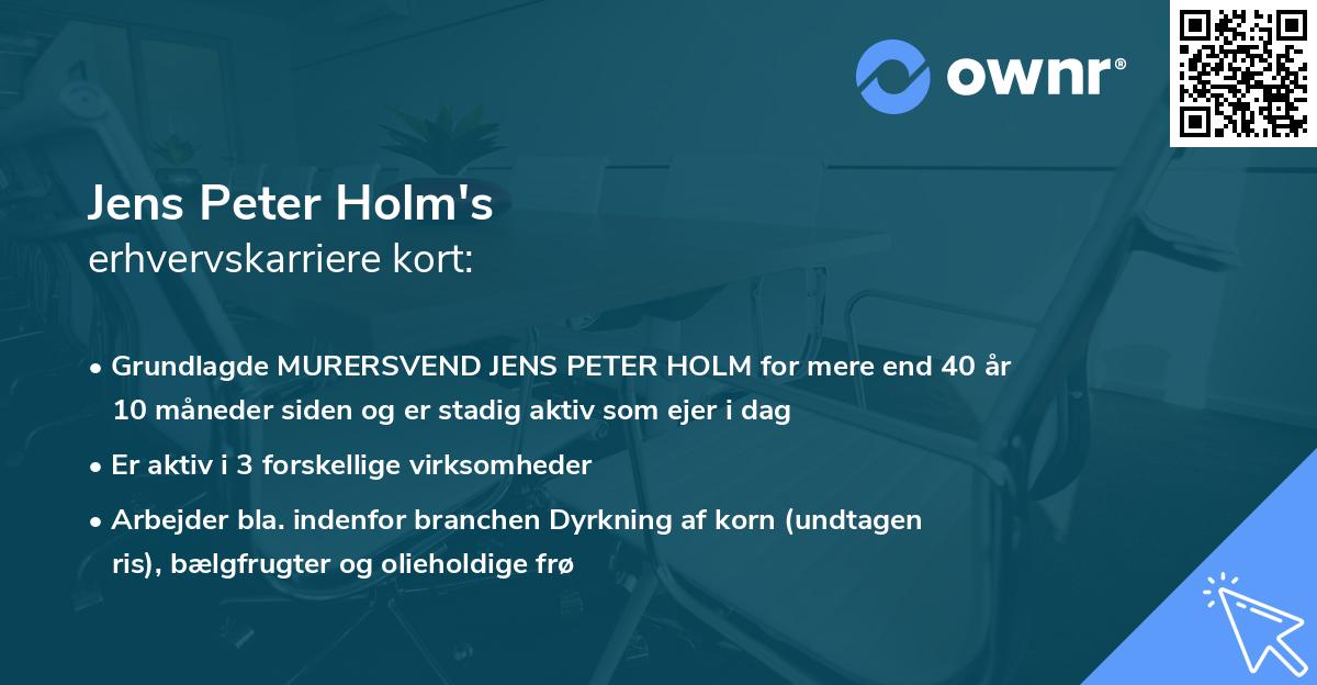 Jens Peter Holm's erhvervskarriere kort