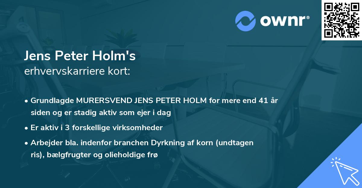 Jens Peter Holm's erhvervskarriere kort