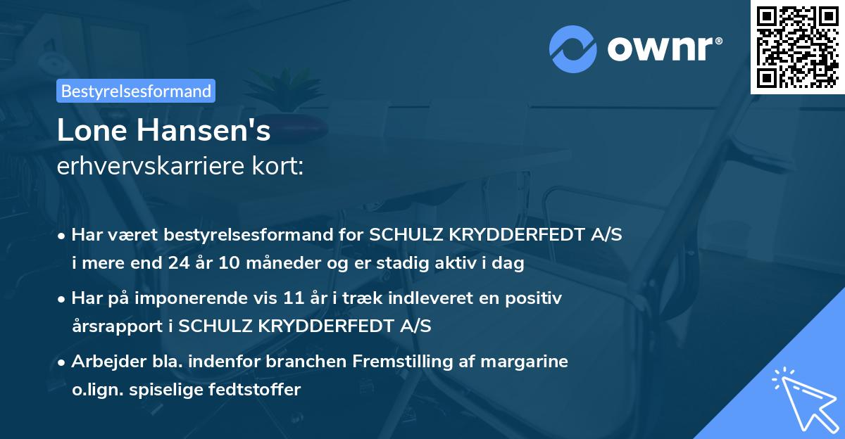 Lone Hansen's erhvervskarriere kort