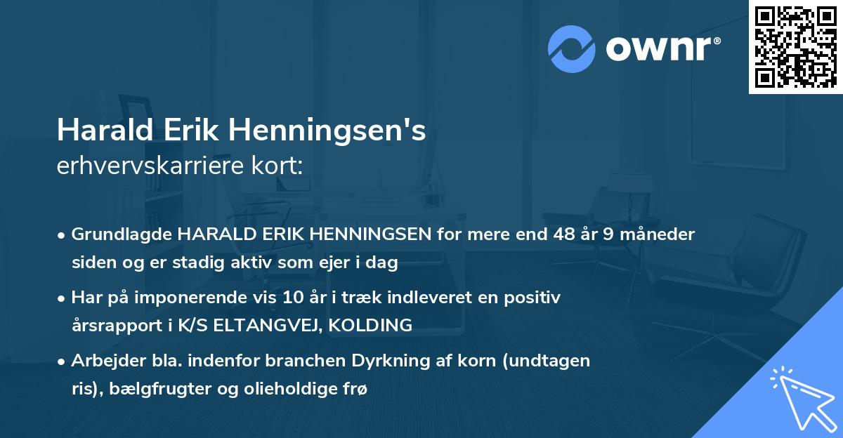 Harald Erik Henningsen's erhvervskarriere kort