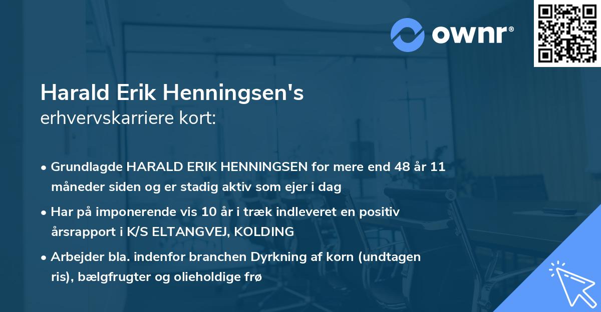 Harald Erik Henningsen's erhvervskarriere kort