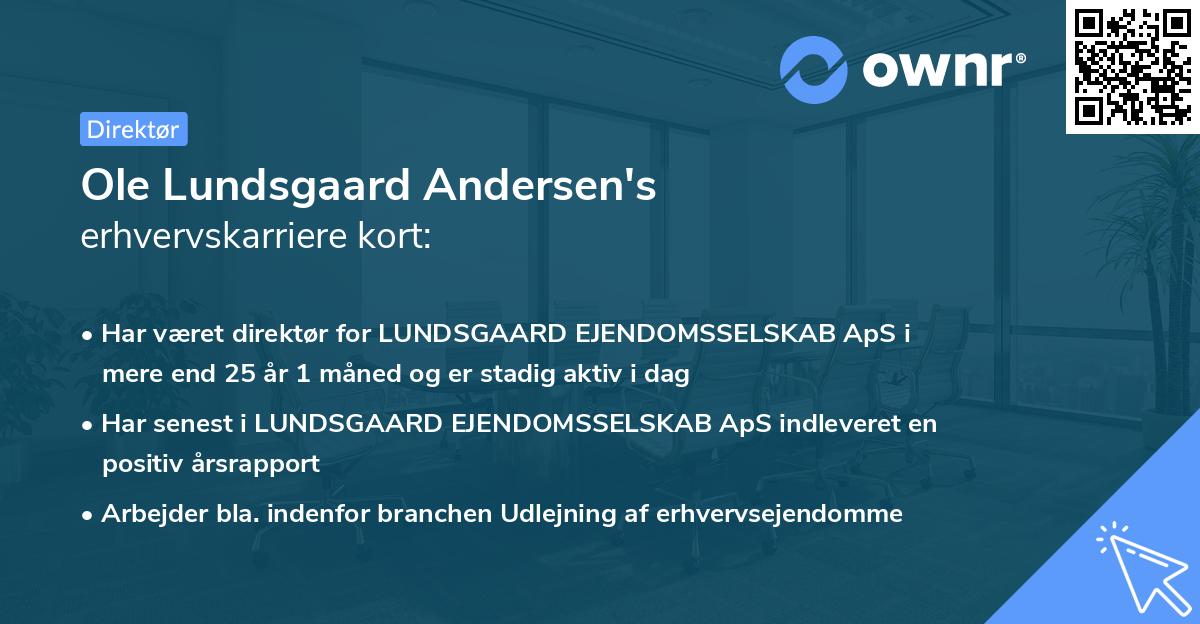 Ole Lundsgaard Andersen's erhvervskarriere kort