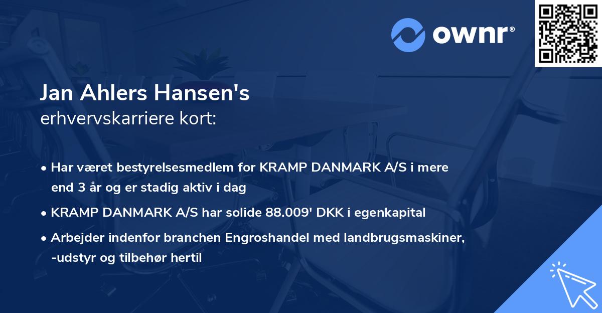 Jan Ahlers Hansen's erhvervskarriere kort