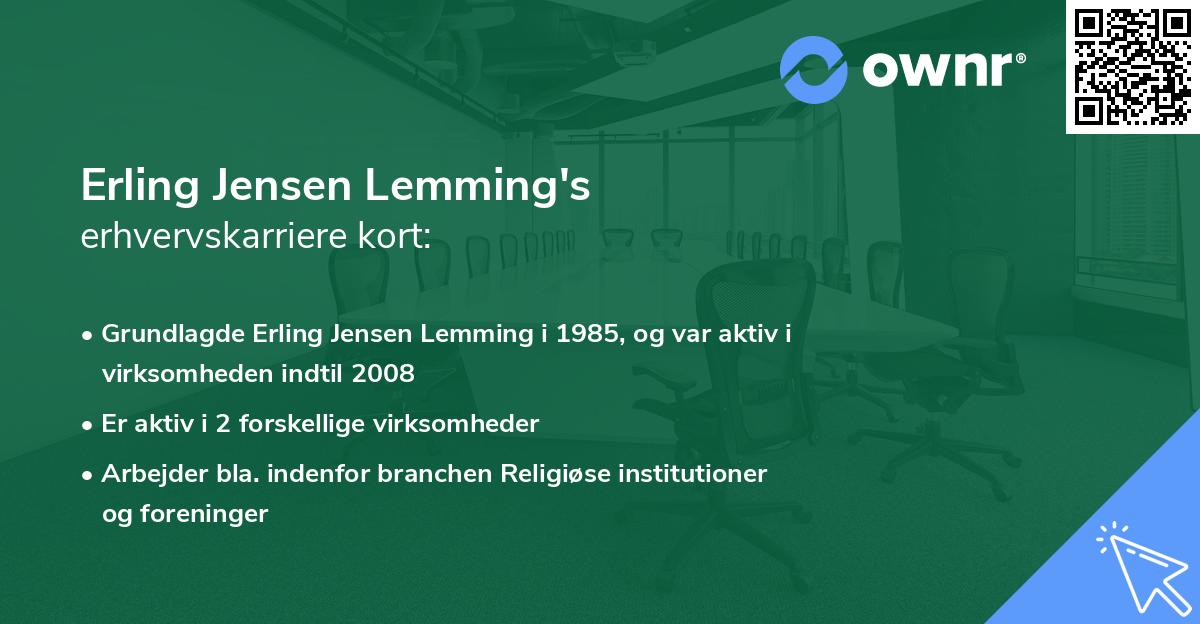 Erling Jensen Lemming's erhvervskarriere kort