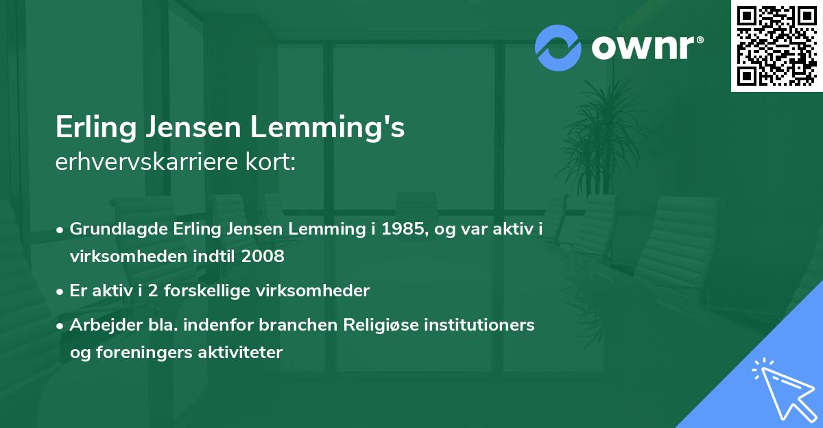 Erling Jensen Lemming's erhvervskarriere kort