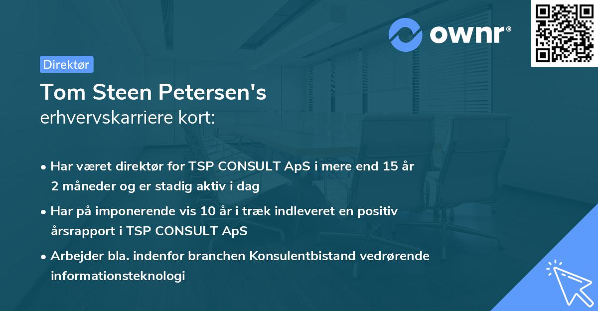 Tom Steen Petersen's erhvervskarriere kort