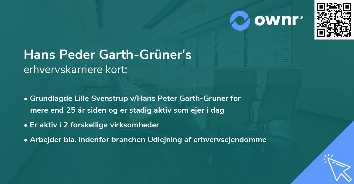 Hans Peder Garth-Grüner's erhvervskarriere kort