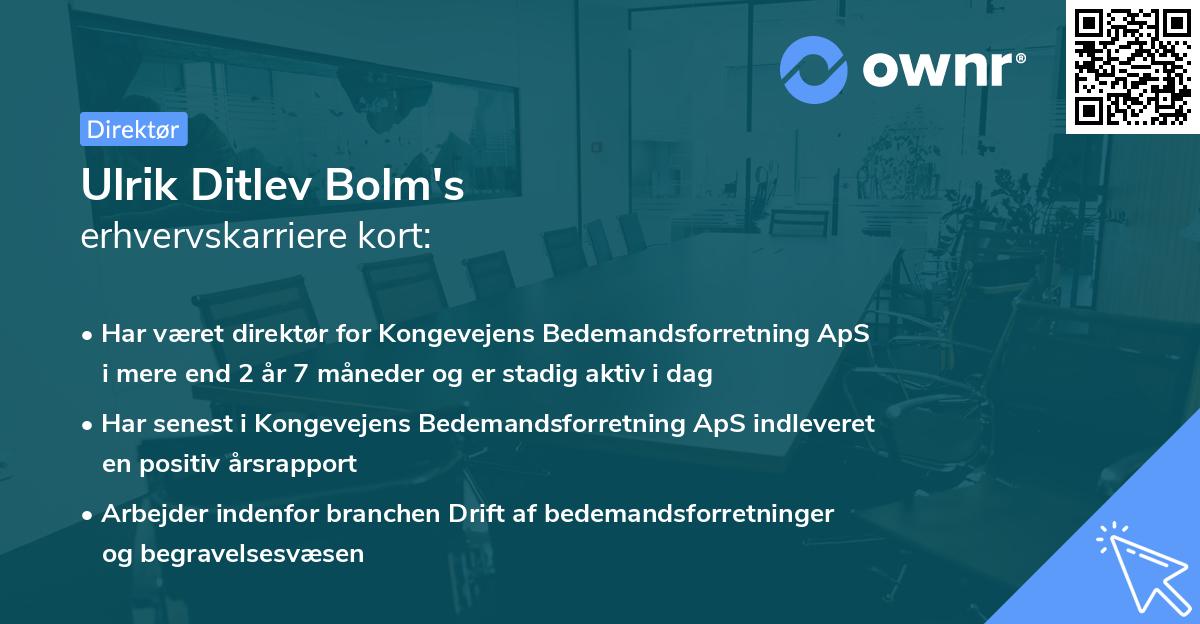 Ulrik Ditlev Bolm's erhvervskarriere kort