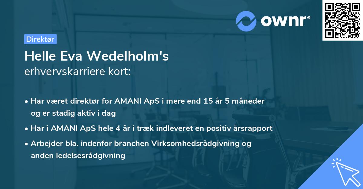 Helle Eva Wedelholm's erhvervskarriere kort