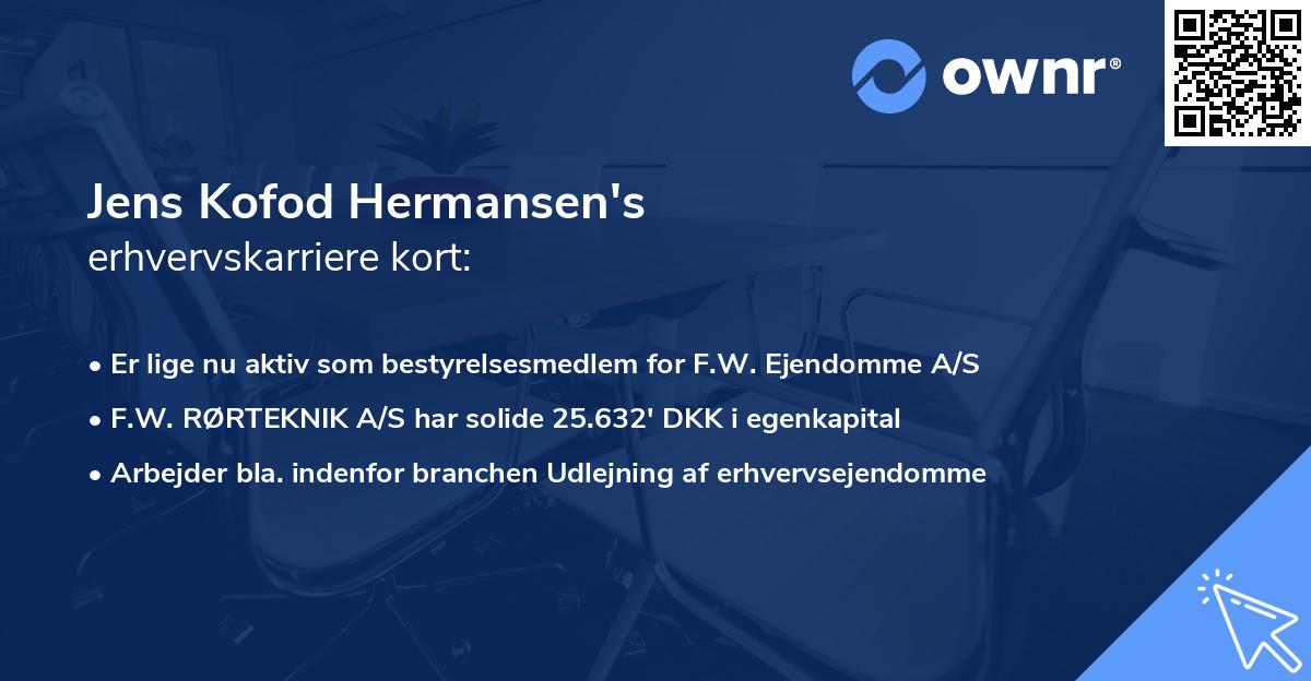 Jens Kofod Hermansen's erhvervskarriere kort