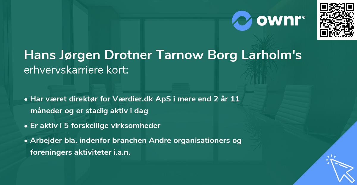 Hans Jørgen Drotner Tarnow Borg Larholm's erhvervskarriere kort