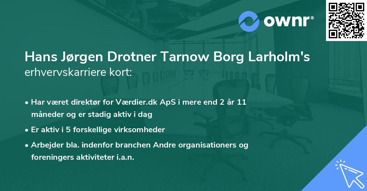 Hans Jørgen Drotner Tarnow Borg Larholm's erhvervskarriere kort