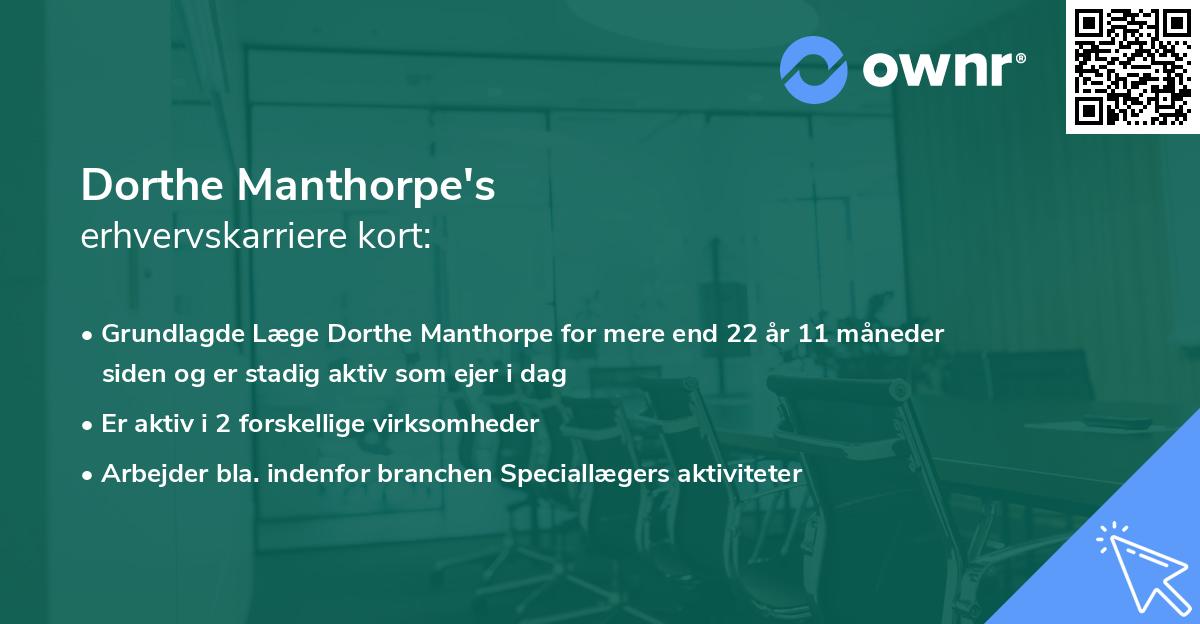 Dorthe Manthorpe's erhvervskarriere kort