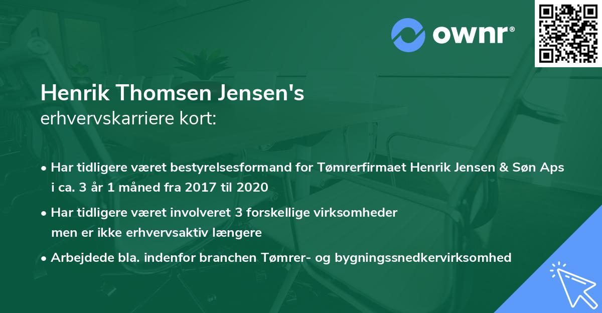 Henrik Thomsen Jensen's erhvervskarriere kort
