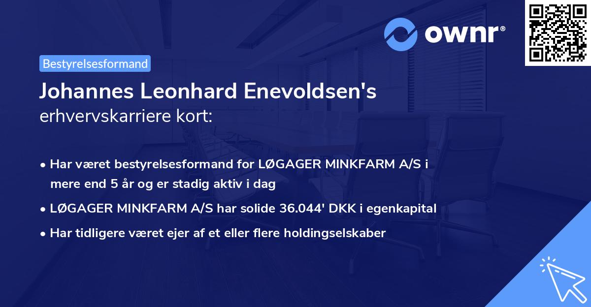 Johannes Leonhard Enevoldsen's erhvervskarriere kort