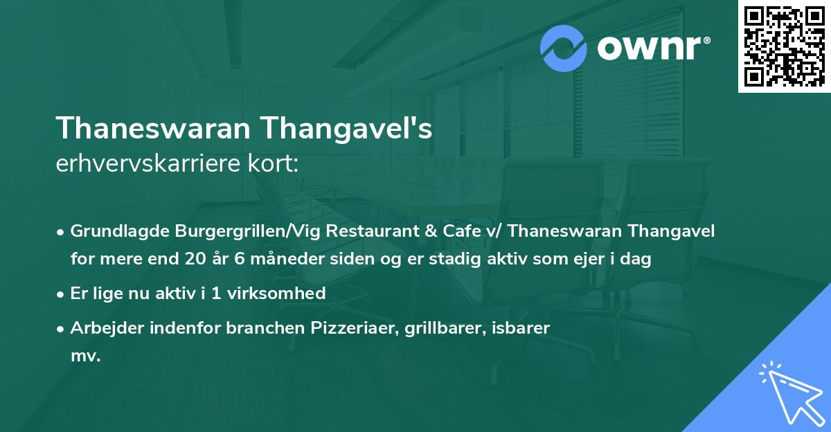 Thaneswaran Thangavel's erhvervskarriere kort