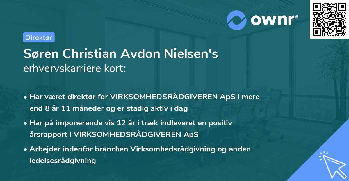 Søren Christian Avdon Nielsen's erhvervskarriere kort