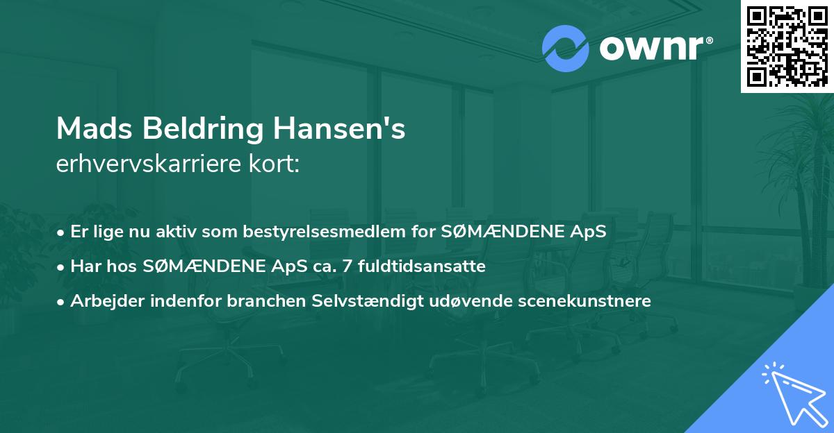 Mads Beldring Hansen's erhvervskarriere kort