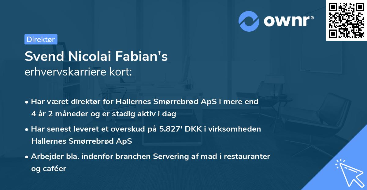 Svend Nicolai Fabian's erhvervskarriere kort