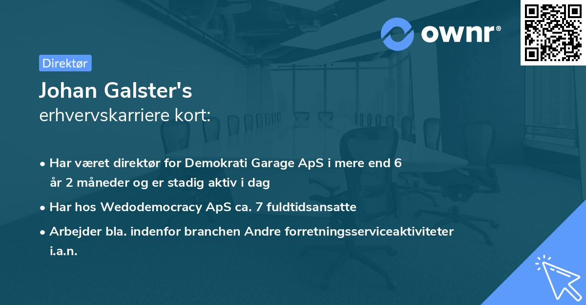 Johan Galster's erhvervskarriere kort