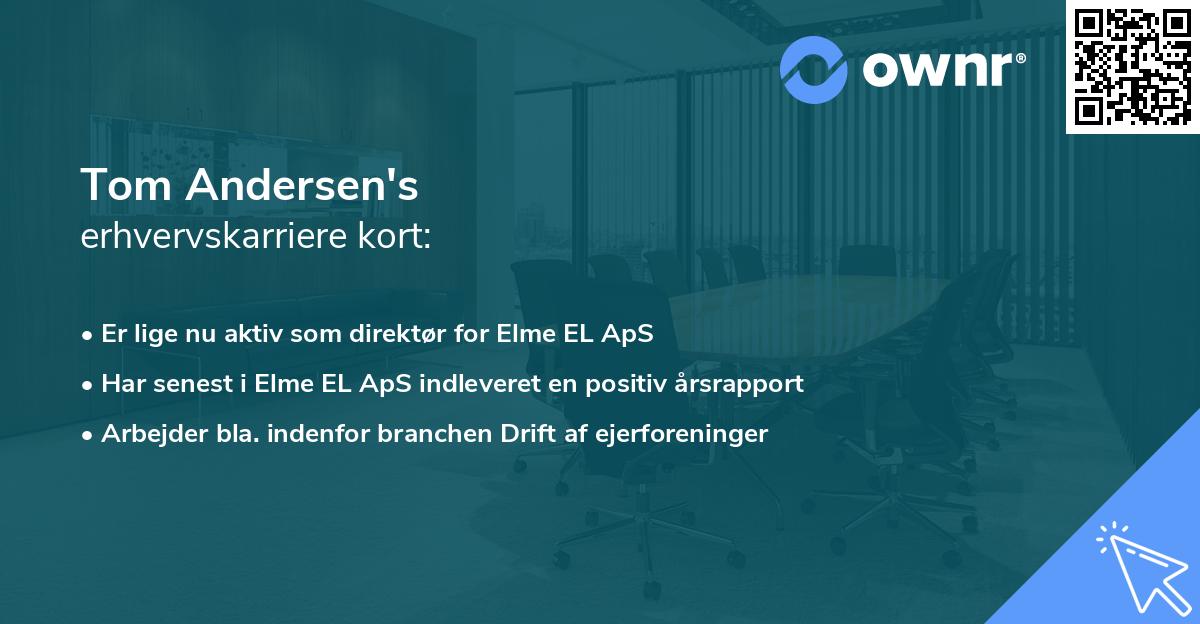 Tom Andersen's erhvervskarriere kort