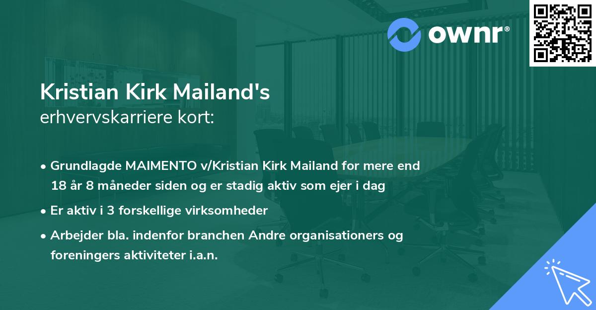 Kristian Kirk Mailand's erhvervskarriere kort