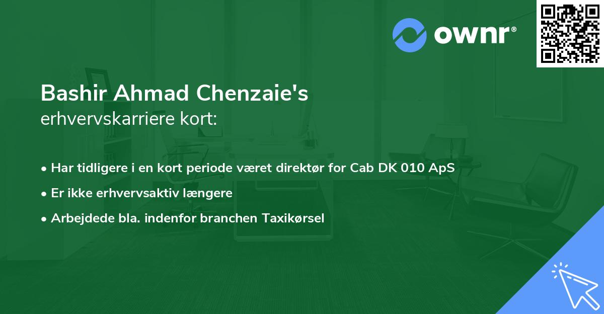 Bashir Ahmad Chenzaie's erhvervskarriere kort