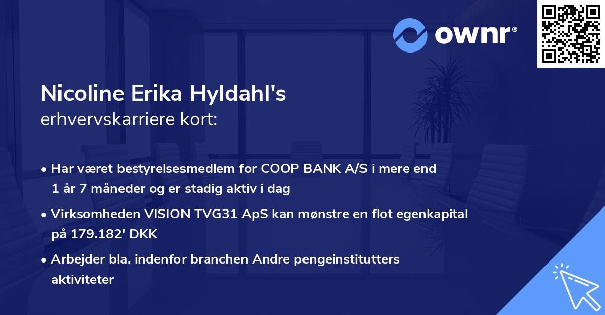 Nicoline Erika Hyldahl's erhvervskarriere kort