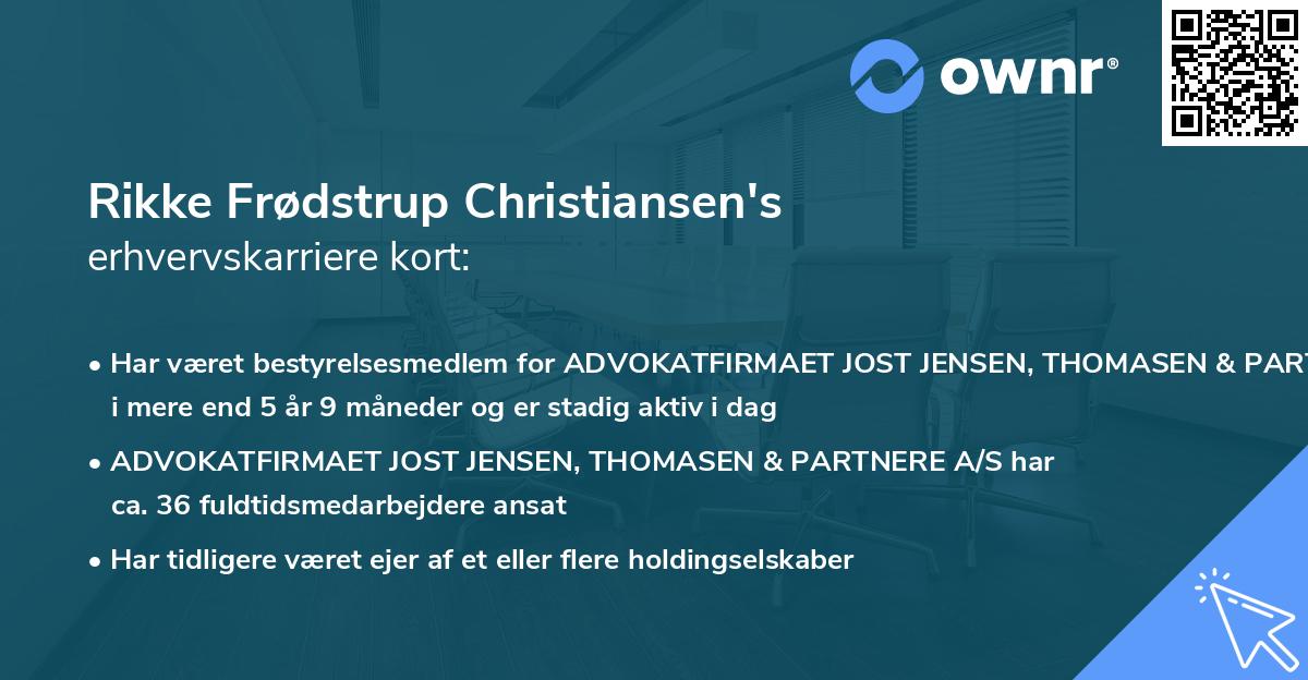 Rikke Frødstrup Christiansen's erhvervskarriere kort