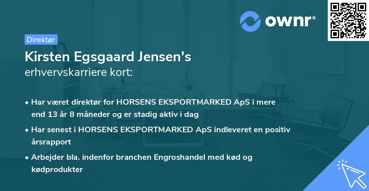 Kirsten Egsgaard Jensen's erhvervskarriere kort