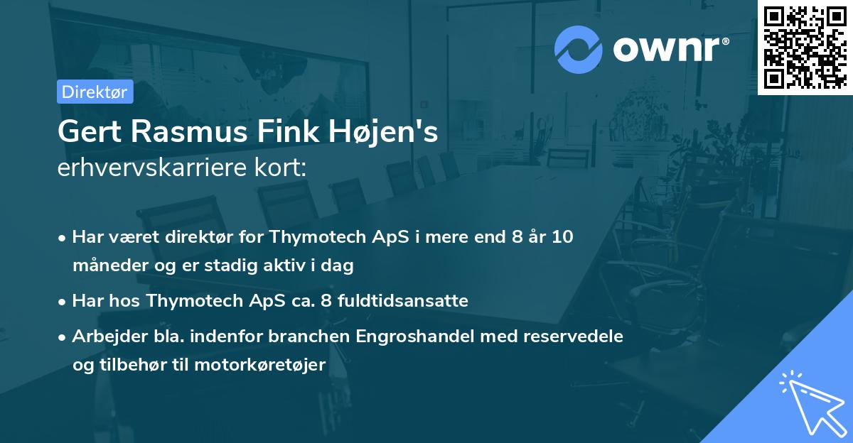 Gert Rasmus Fink Højen's erhvervskarriere kort