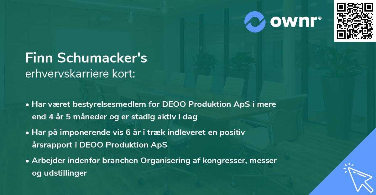 Finn Schumacker's erhvervskarriere kort