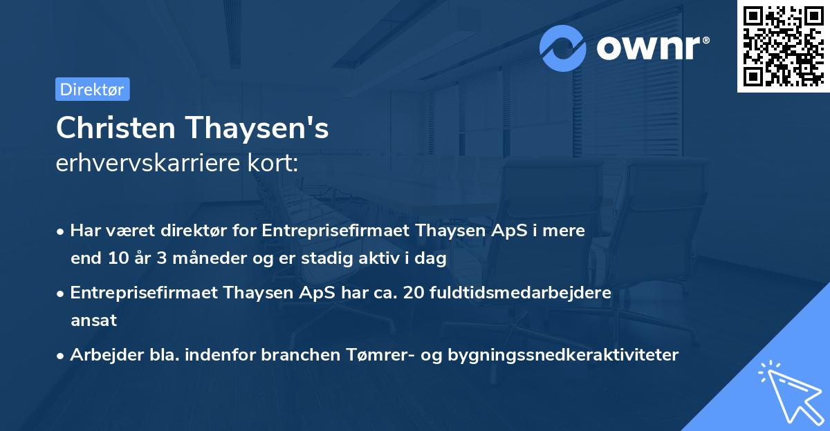 Christen Thaysen's erhvervskarriere kort