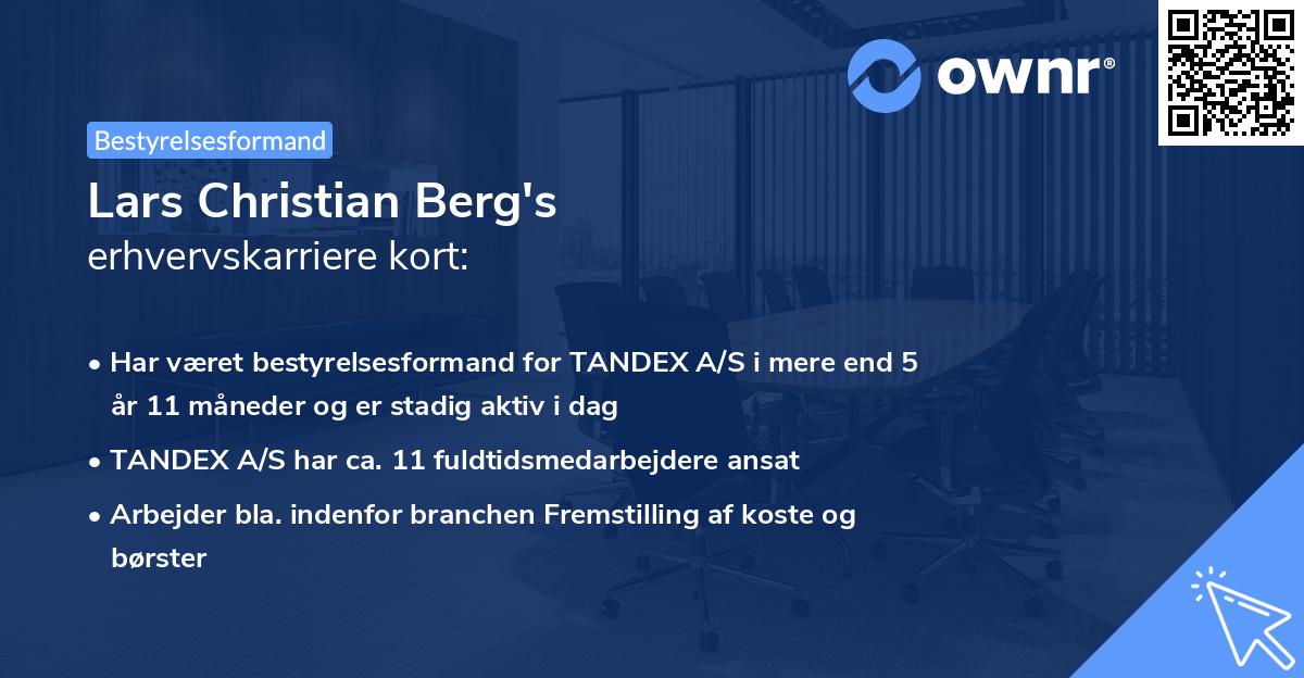 Lars Christian Berg's erhvervskarriere kort