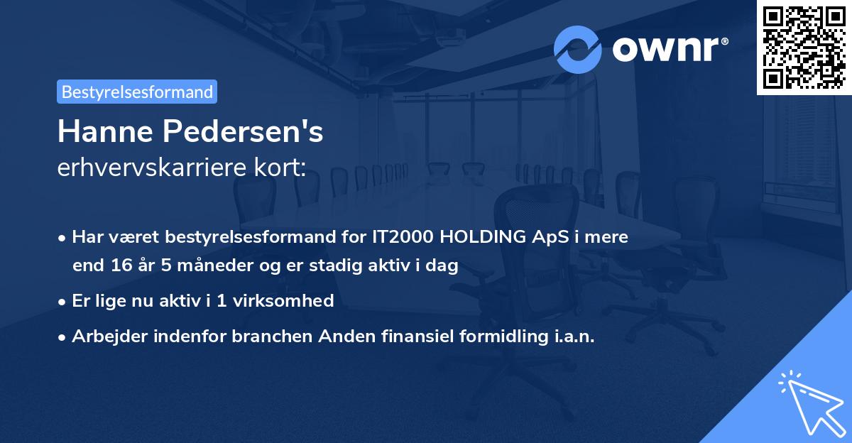 Hanne Pedersen's erhvervskarriere kort