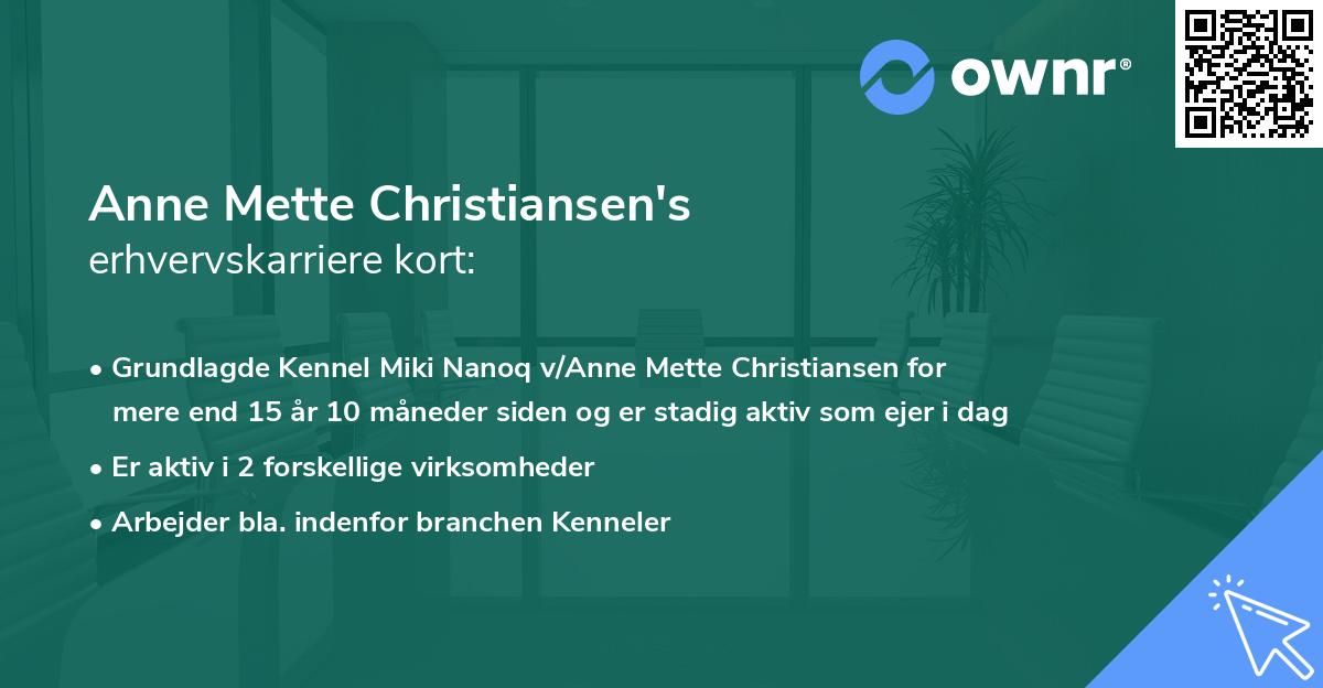 Anne Mette Christiansen's erhvervskarriere kort