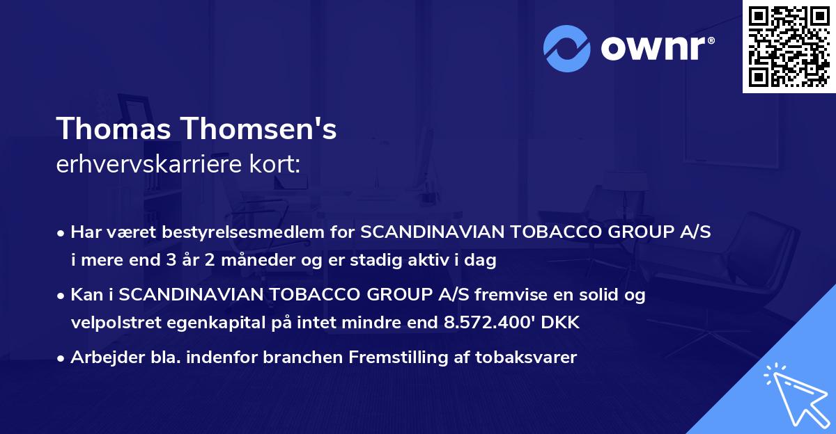 Thomas Thomsen's erhvervskarriere kort