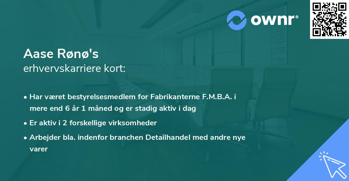 Aase Rønø's erhvervskarriere kort