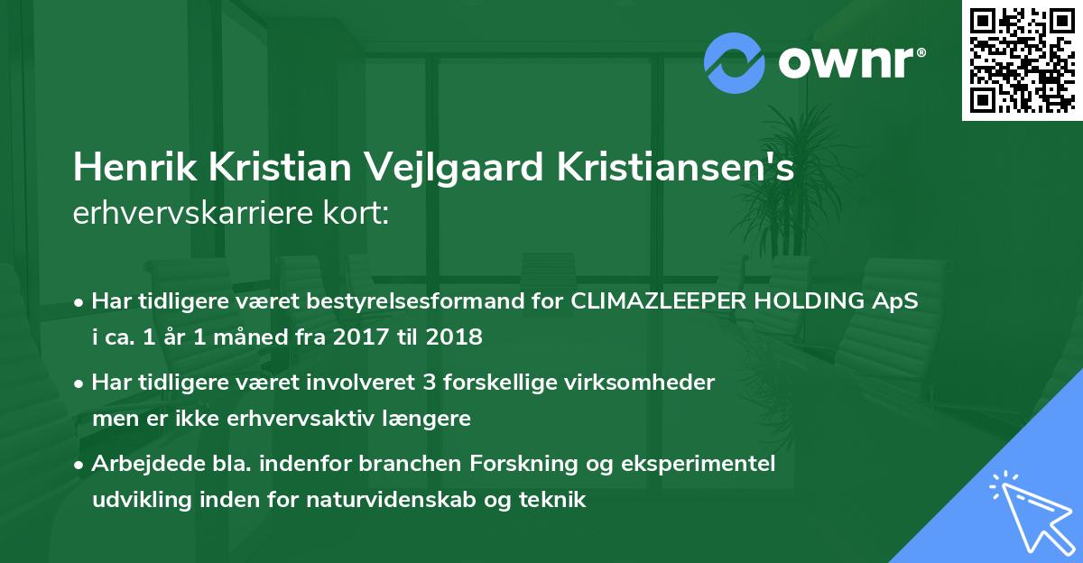 Henrik Kristian Vejlgaard Kristiansen's erhvervskarriere kort