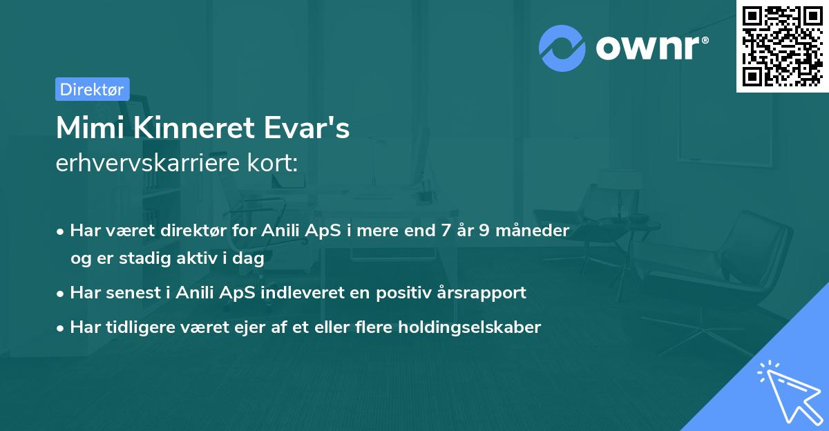 Mimi Kinneret Evar's erhvervskarriere kort