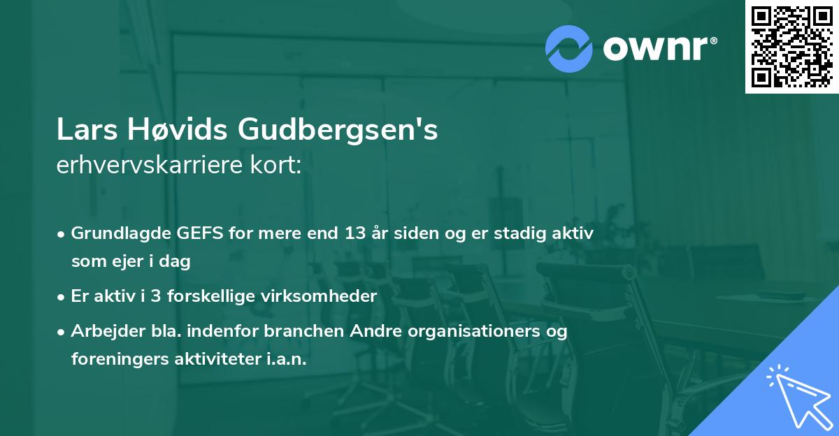 Lars Høvids Gudbergsen's erhvervskarriere kort