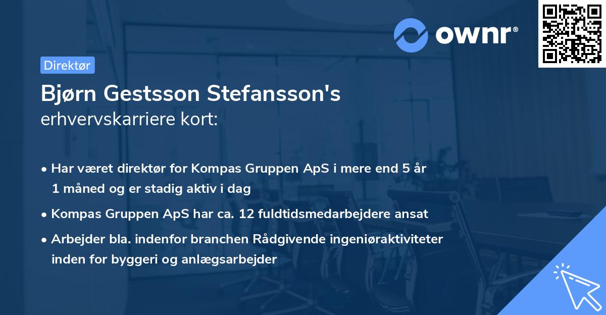 Bjørn Gestsson Stefansson's erhvervskarriere kort
