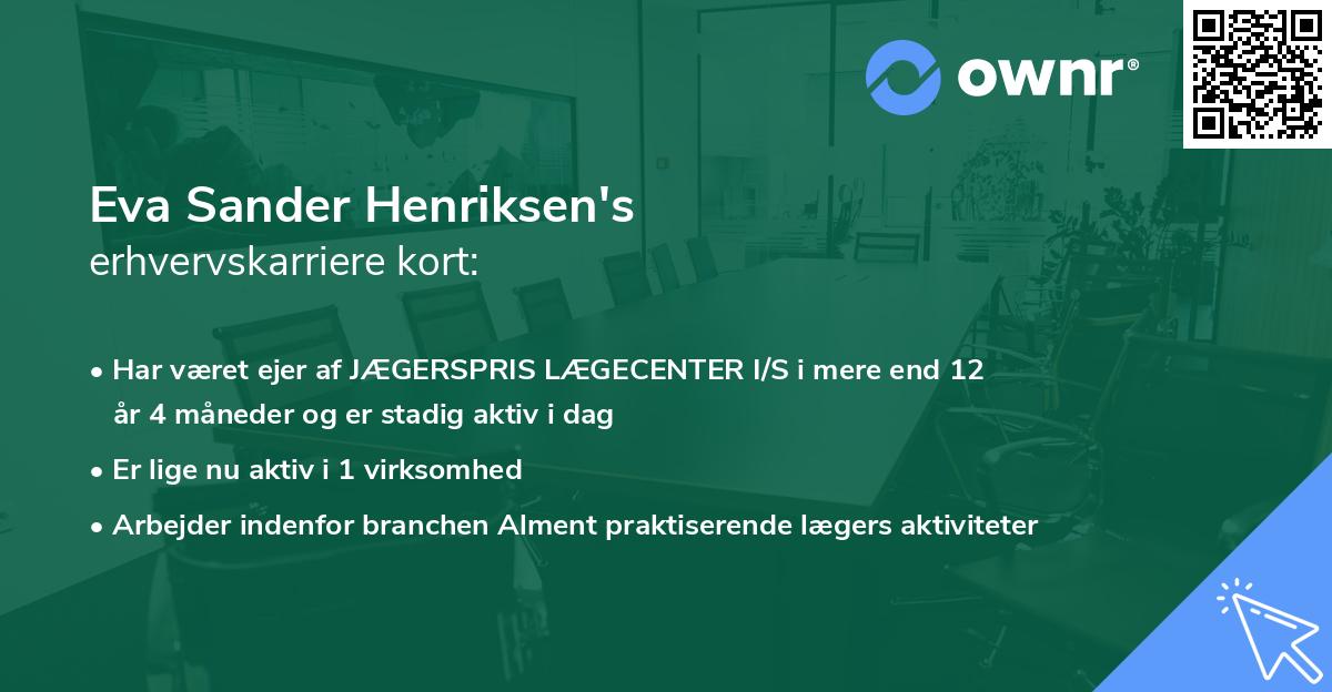 Eva Sander Henriksen's erhvervskarriere kort