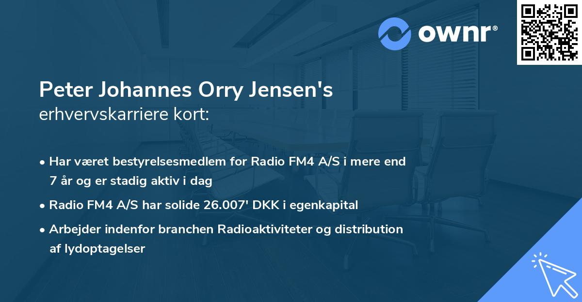Peter Johannes Orry Jensen's erhvervskarriere kort
