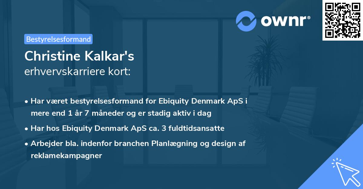 Christine Kalkar's erhvervskarriere kort