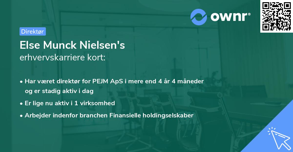 Else Munck Nielsen's erhvervskarriere kort