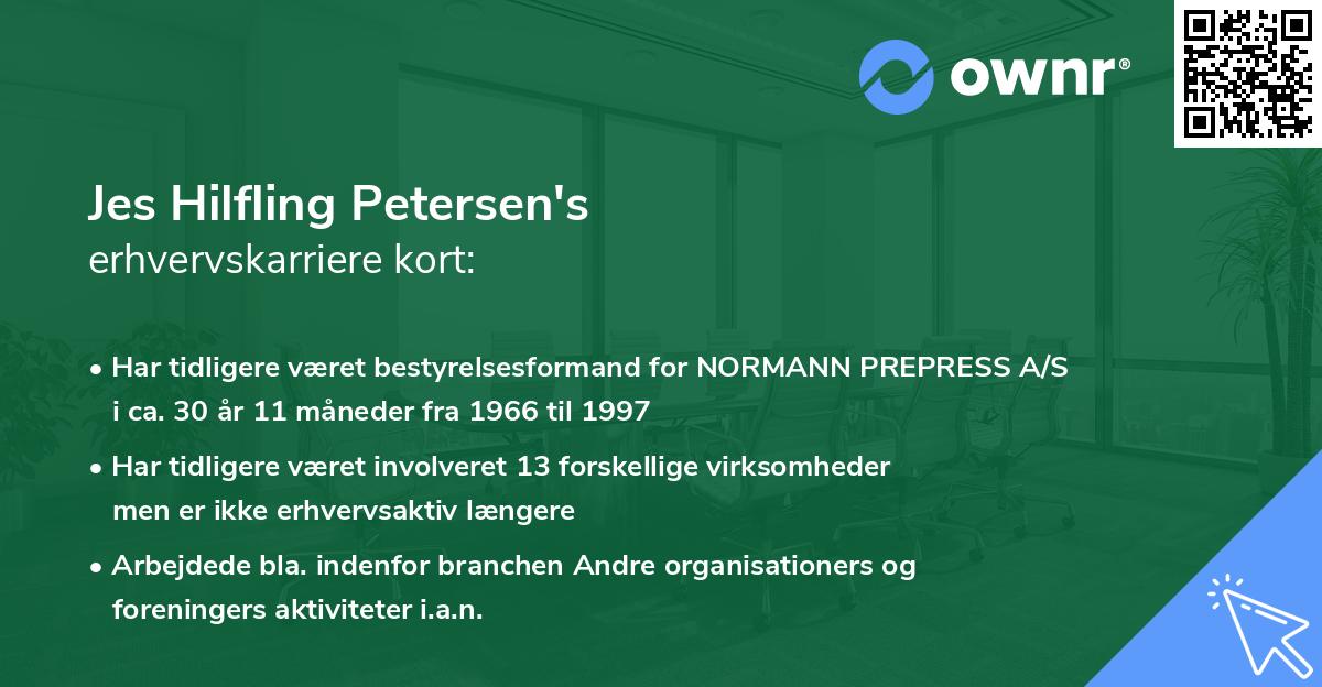 Jes Hilfling Petersen's erhvervskarriere kort